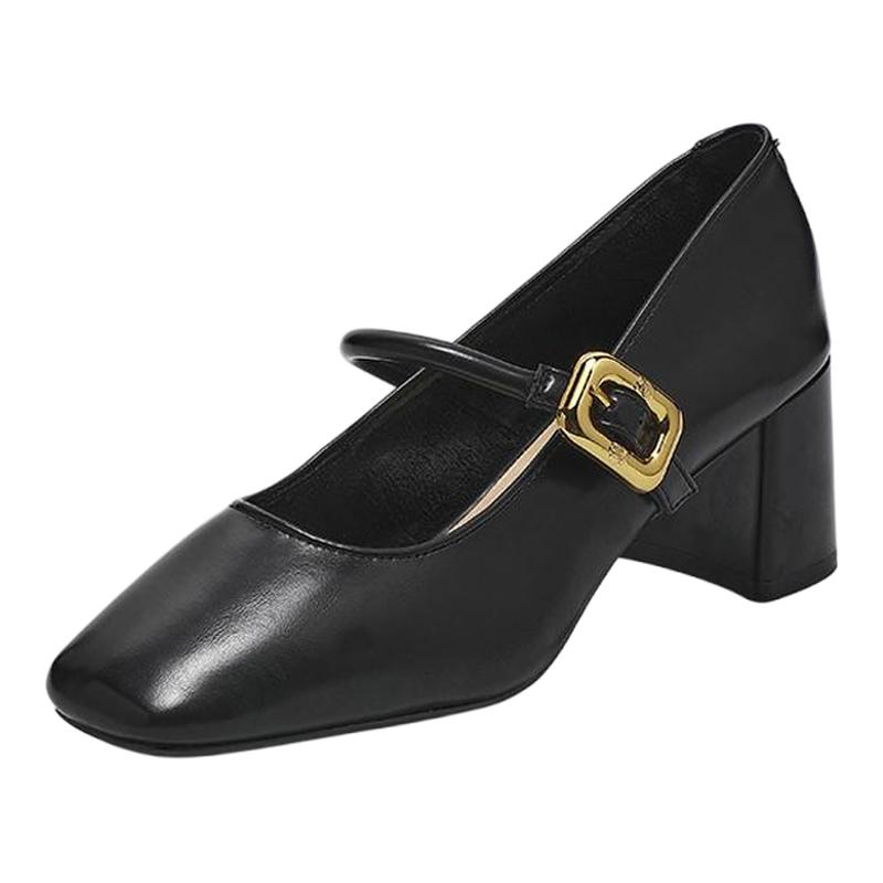 exull/依思Q2025秋季新款粗跟玛丽珍鞋法式单鞋浅口百搭增高女鞋