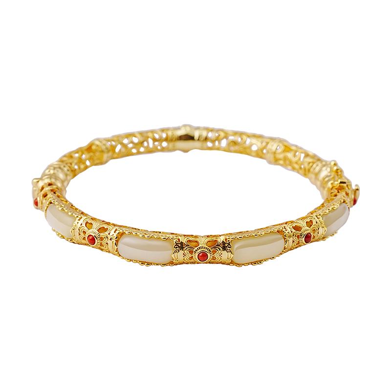 宫里上新天然和田玉纯银手镯