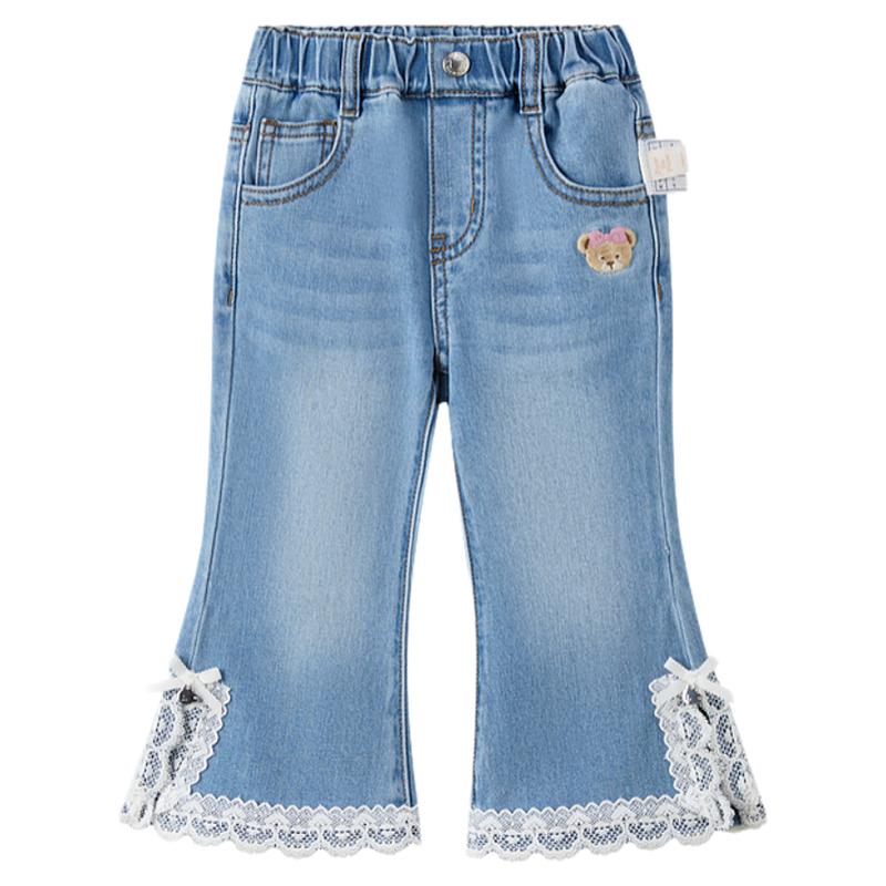 PawinPaw卡通小熊童装25年秋冬新款女宝宝牛仔裤喇叭裤时尚百搭
