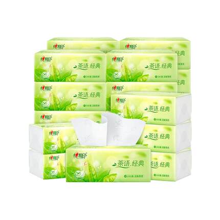 【爆卖100万+】心相印茶香抽纸纸巾家用实惠装抽纸整箱100抽24包