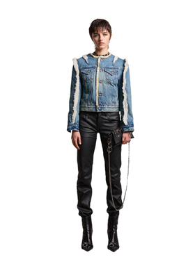 【明星同款】R13 早春系列 TRUCKER 仿羊羔绒内衬牛仔夹克外套