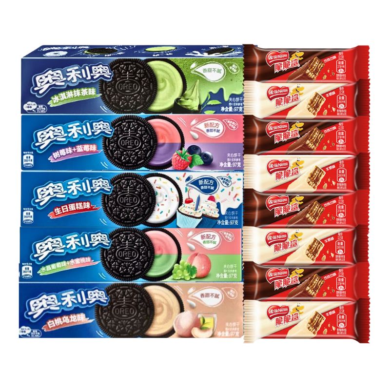 奥利奥夹心饼干97g雀巢脆脆鲨巧克力牛奶味威化饼干短款多口味