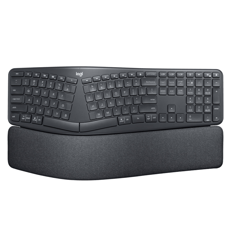 罗技ERGO K860无线蓝牙键盘人体工学分体式商用电脑办公自带掌托
