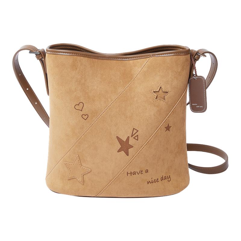 畹町冬日繁星麂皮印花水桶包