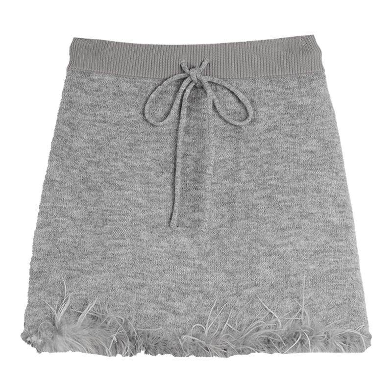 【XUZHI】ELLE格雷系马海毛A字短裙女2025秋季新款设计