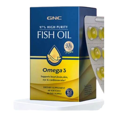 健安喜GNC鱼油97皇冠97鱼油60粒omega3高浓度DPA软胶囊 97%高纯度
