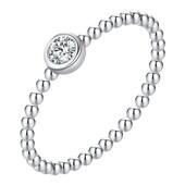 MODIAN摩典莫桑钻S925纯银圆形闪钻戒指女时尚 小圆珠百搭指环 个性