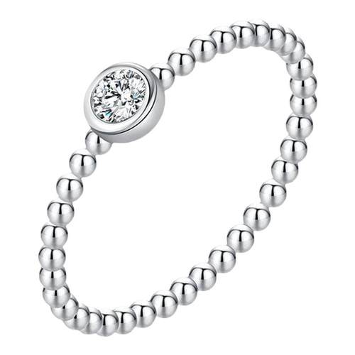 摩典莫桑钻925纯银小圆珠戒指女