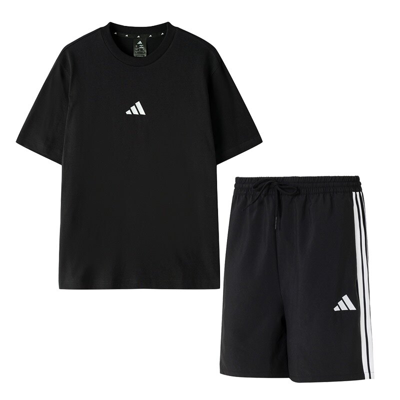 阿迪达斯官方正品男运动套装夏季新款运动服短袖T恤速干跑步短裤