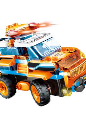 布鲁可大颗粒积木荒原狮遥控武装越野车布鲁可男女孩益智拼搭玩具