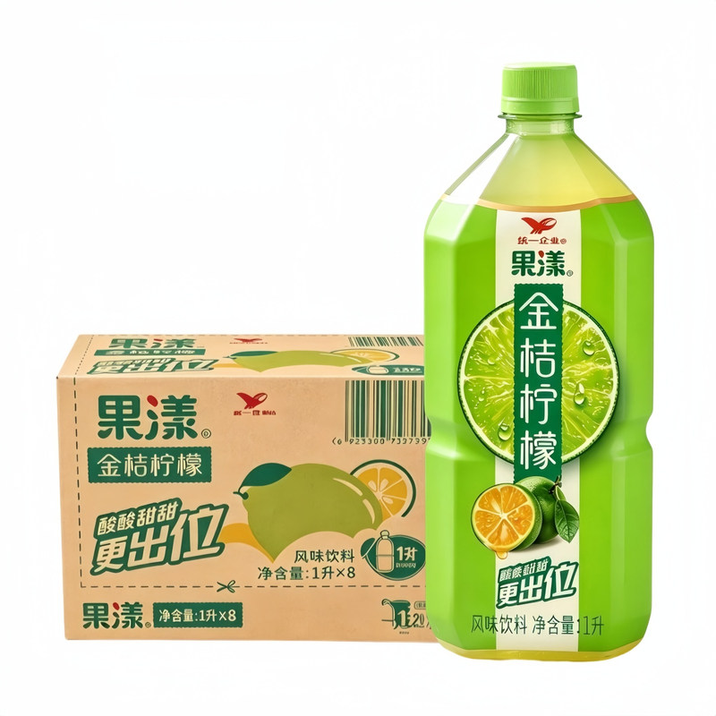 统一金桔柠檬1L*8瓶青梅绿茶整箱