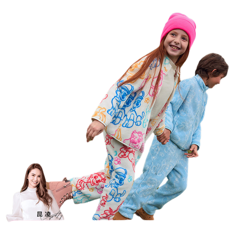 爱慕儿童汪汪队IP珊瑚绒家居套装抗静电男女孩A类可外穿开衫/马甲