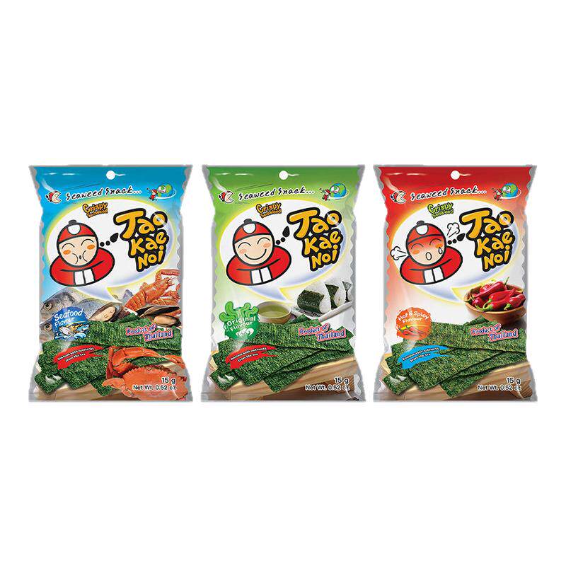 泰国进口老板仔香脆海苔片15gTaoKaeNoi网红袋装即食紫菜儿童零食