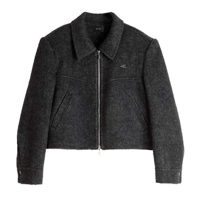 ELLE绵羊毛骆驼绒混纺短款毛呢大衣女2025冬新款时髦夹克毛呢外套,女装/女士精品,毛呢外套,淘宝优惠券,粉丝福利购,淘宝优惠卷
