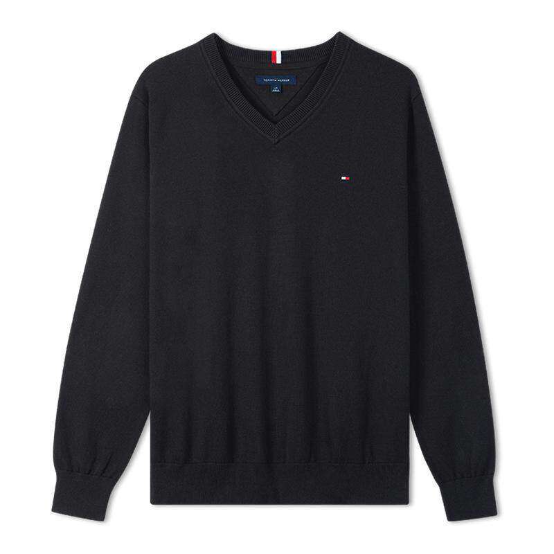 【纯色V领】Tommy26春夏新款男纯棉休闲通勤针织衫毛衣节日礼物