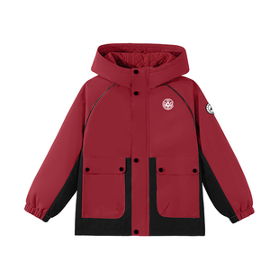 匹克童装男童棉服秋冬新款儿童红色夹棉冲锋衣服男大童贺岁拜年服