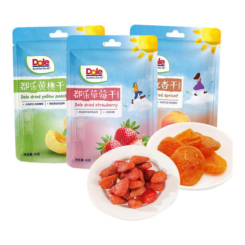 dole都乐水果干草莓黄桃红杏干开袋即食网红休闲果脯蜜饯儿童零食