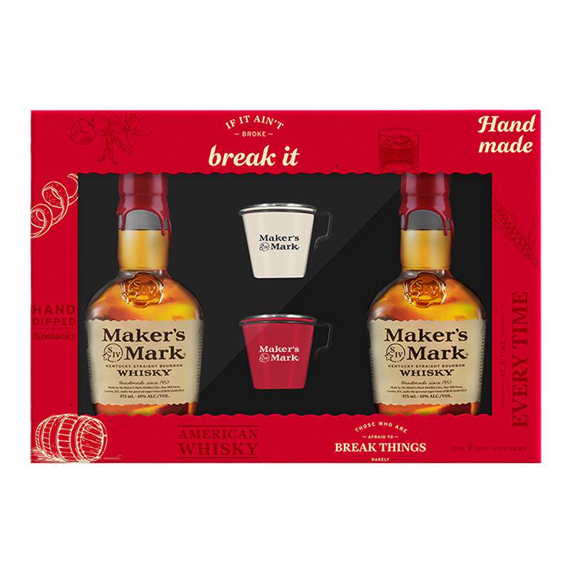 美格波本威士忌小瓶375ml双支礼盒 进口洋酒MAKER'SMARK