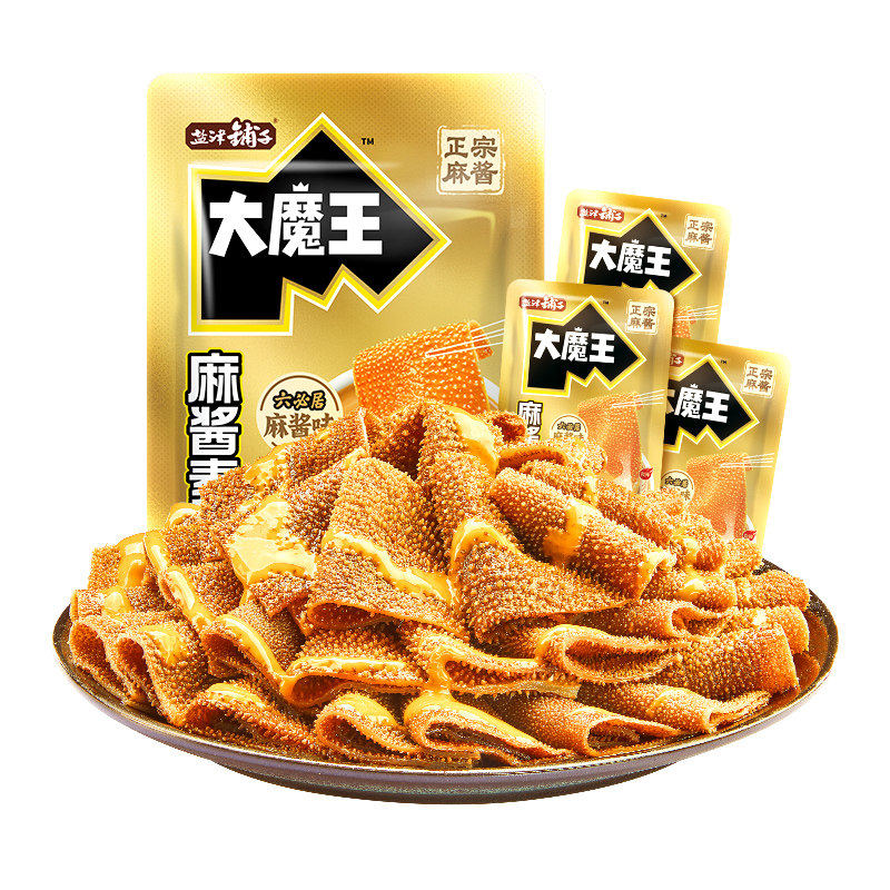 盐津铺子大魔王麻酱素毛肚六必居蒜香素毛肚解馋小吃微辣休闲零食