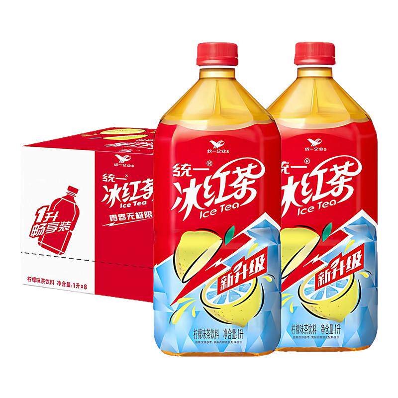 统一冰红茶1L*8瓶整箱经典柠檬味茶饮料冰爽果味红茶夏季饮品6瓶