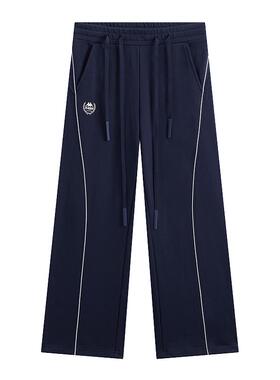 Kappa卡帕女裤2026春季新款索罗娜抽绳侧条纹裤直筒长裤K0G22AK02