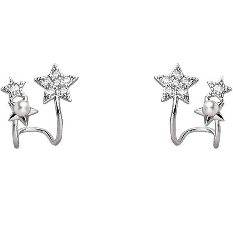 s925银针纯银星星耳环