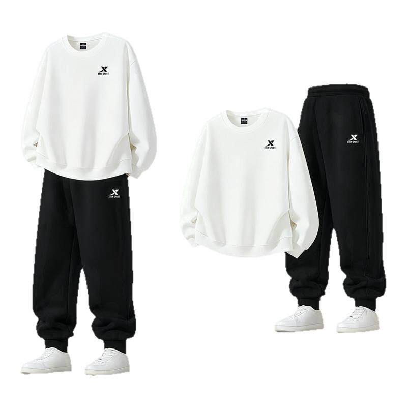 特步运动套装男款冬季新款潮流青少年纯色卫衣宽松束脚卫裤两件套