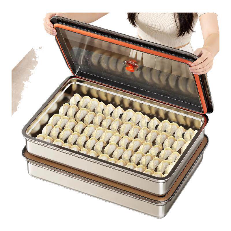 316不锈钢饺子冷冻盒冰箱用食品级密封保鲜专用馄饨水饺收纳盒