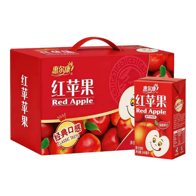 惠尔康红苹果果汁24盒整箱