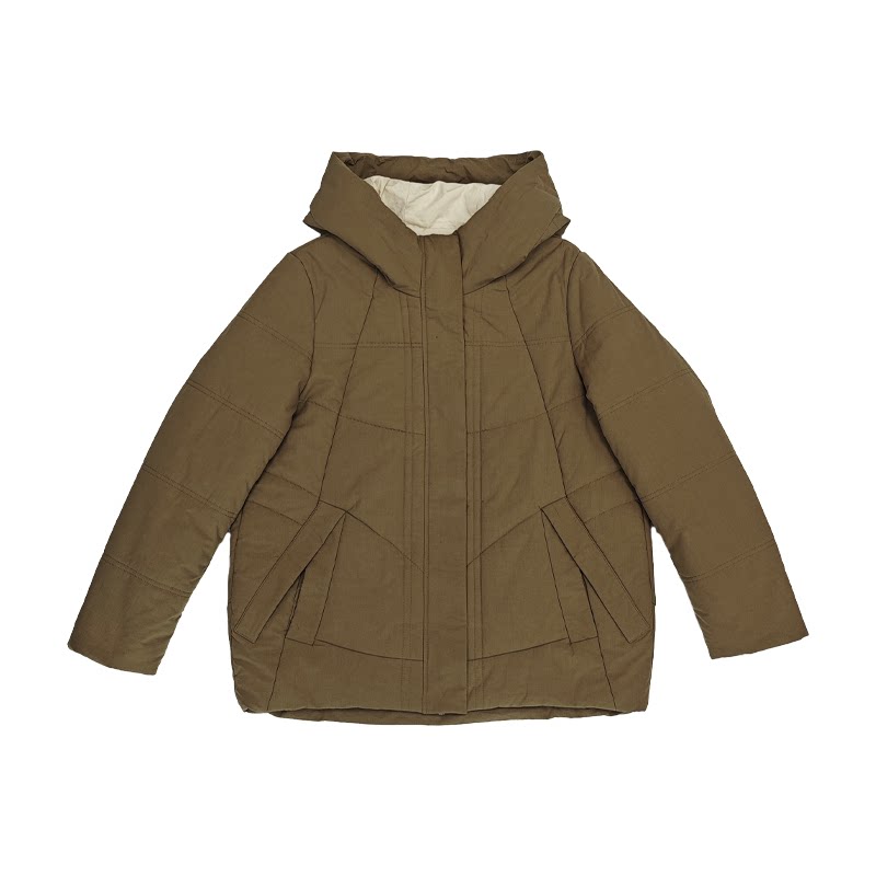 无色无味简约风棉服女冬季2025新款设计感短款连帽棉袄夹棉外套