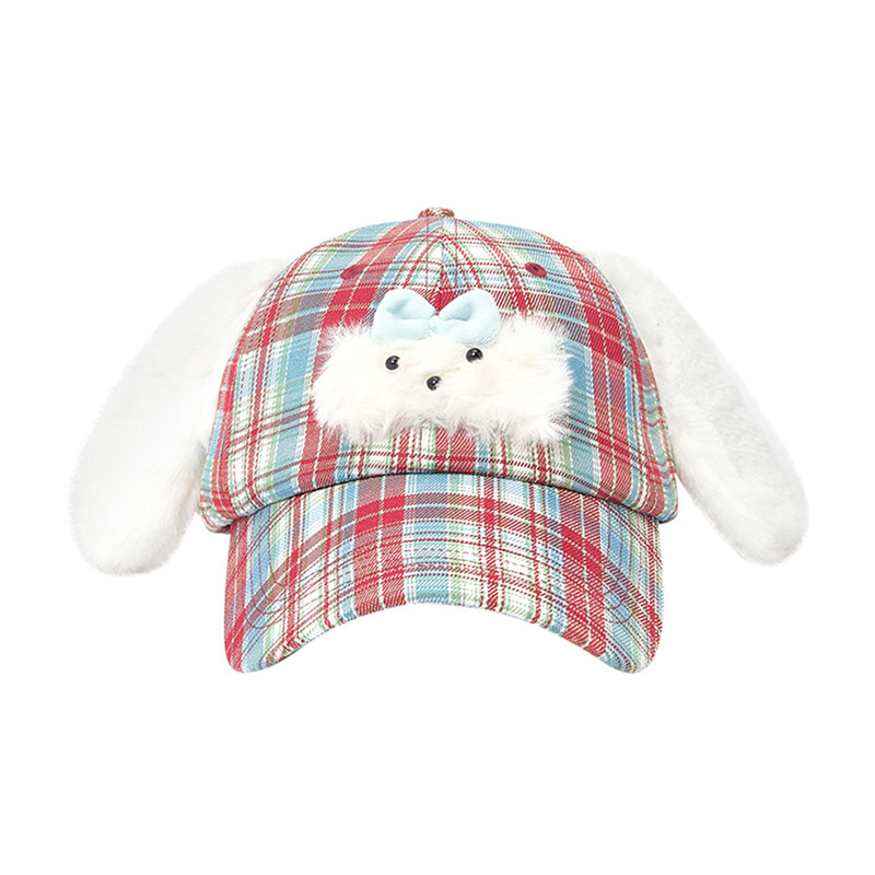 畹町红格纹萌宠系列帽子女秋冬复古质感毛呢画家贝雷帽报童八角帽
