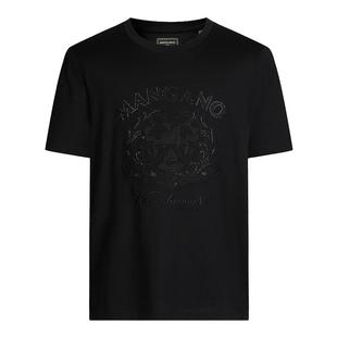 【黑金系列轻奢/长绒棉】Mangano曼加龙 刺绣圆领T恤25夏季短袖男