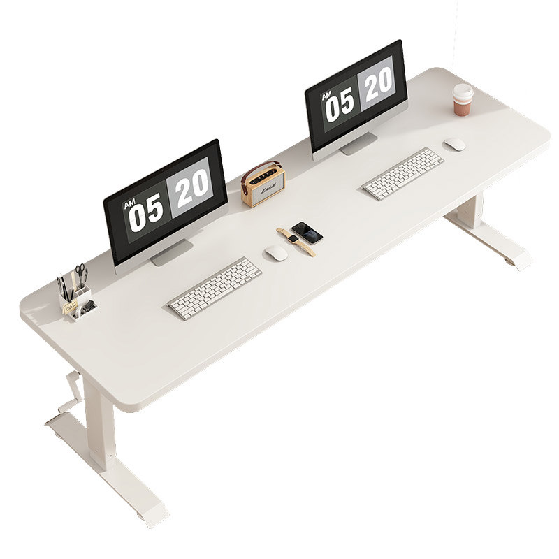 双人电脑桌台式书桌学生家用学习桌可升降卧室简约现代白色办公桌