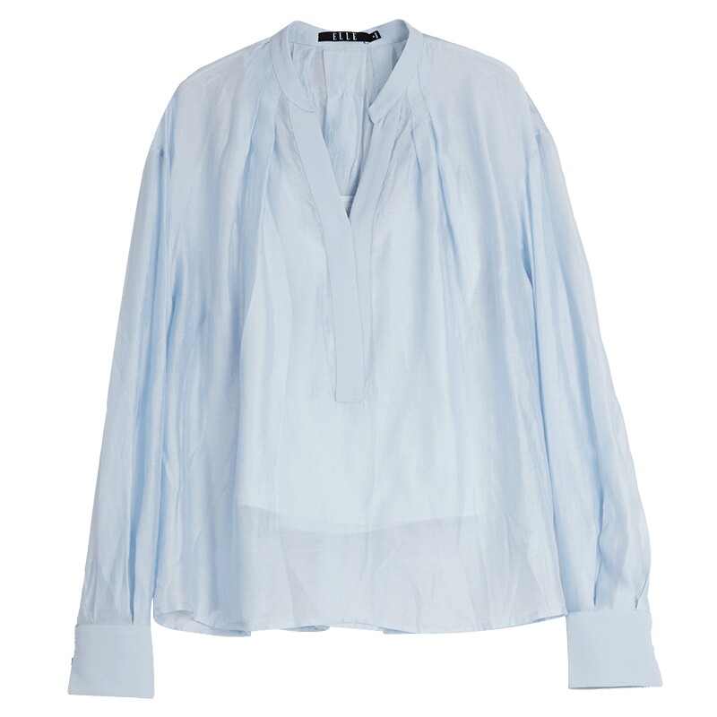 ELLE法式莱赛尔天丝长袖衬衫女2025秋新款别致小众设计感通勤