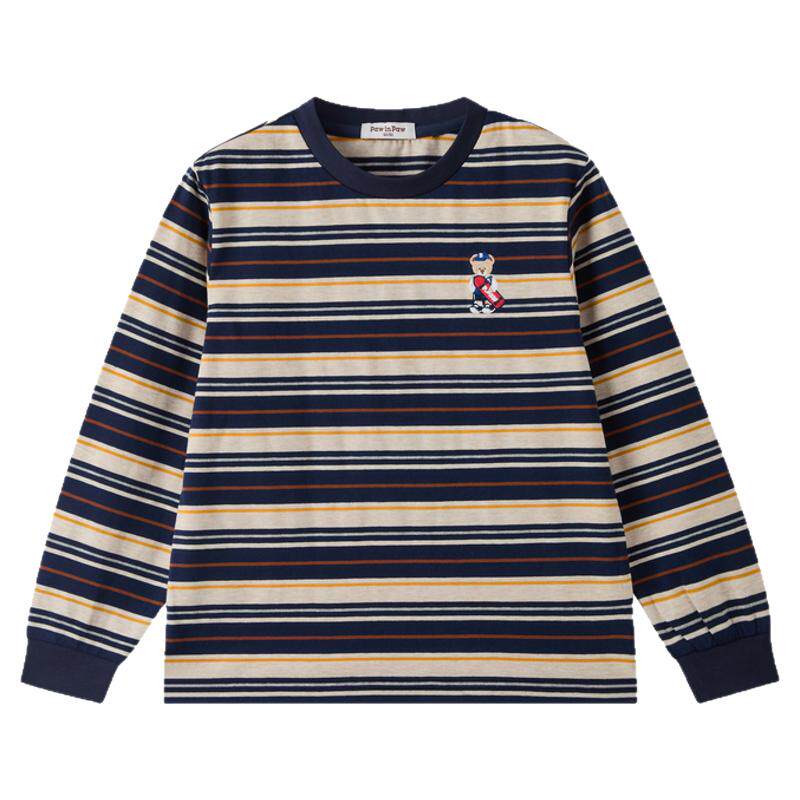 【5A抗菌】PawinPaw卡通小熊童装26年春夏新款男女童圆领条纹T恤