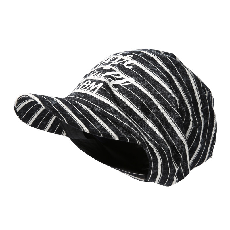 CACUSS条纹滑板帽子女春夏包头堆堆帽复古棒球帽显脸小鸭舌头巾帽