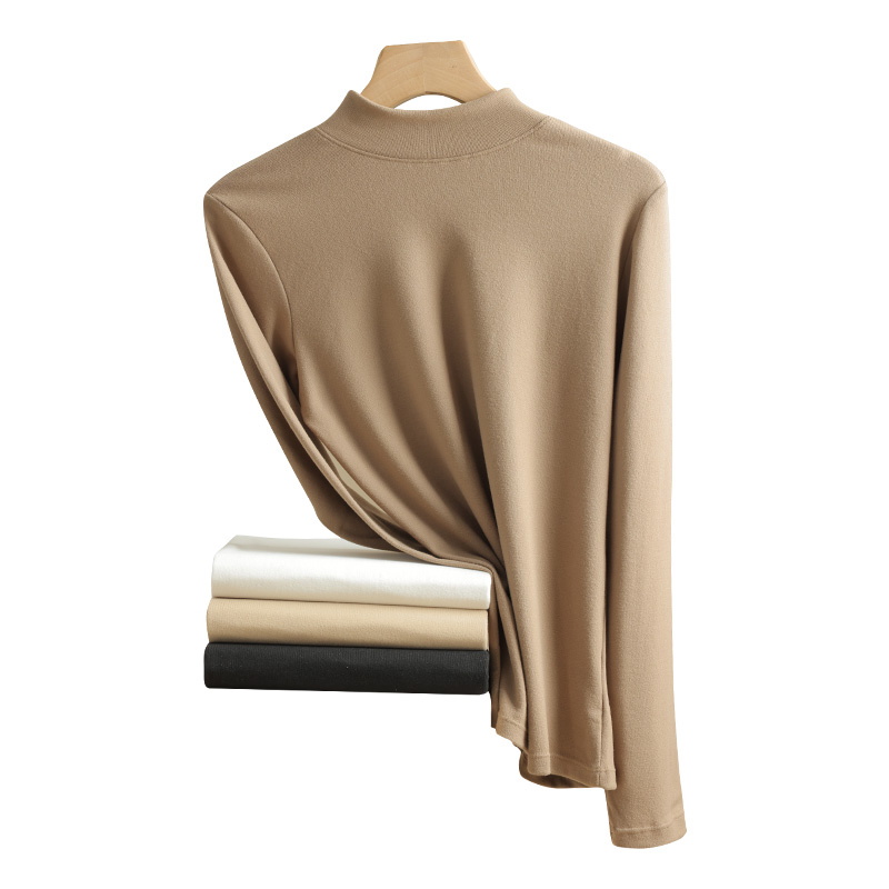 芬腾女士半高领保暖内衣2025新款加绒德修身长袖可外穿上衣打底衫