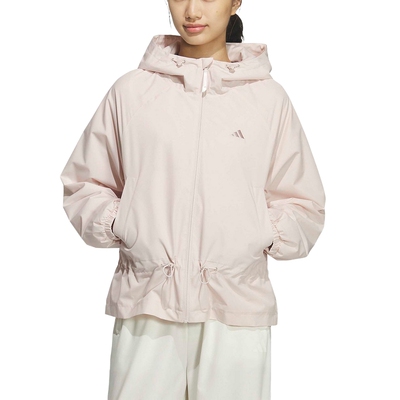 adidas阿迪达斯收腰防风户外连帽外套2026春女粉色梭织夹克KS2808
