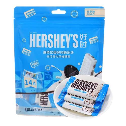 好时巧克力曲奇奶香脆乐多白巧克力风味糖果178g 休闲零食