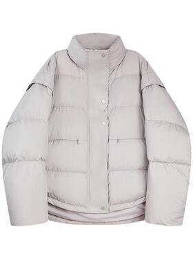 【鹅绒】ELLE90灰色立领加厚羽绒服女2025冬季新款休闲保暖外套