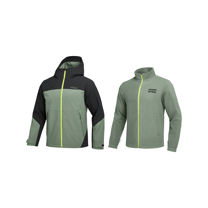 斯凯奇秋冬撞色冲锋衣男女三合一摇粒绒内胆防水透湿登山徒步外套