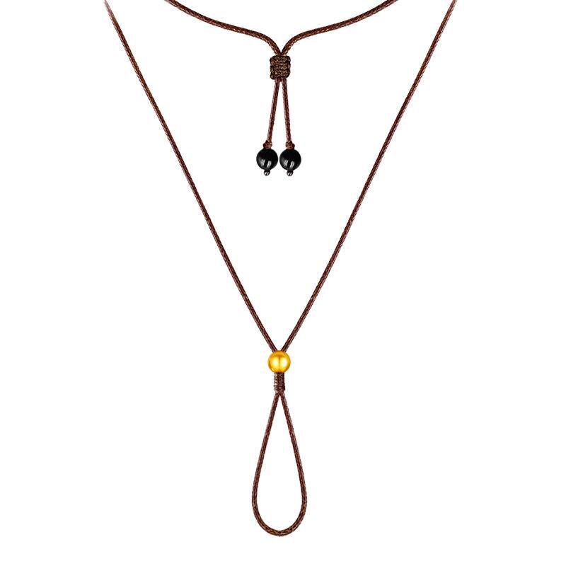 细款黄金吊坠挂绳999足金平安扣戒指替换绳免绑项链绳翡翠挂件绳