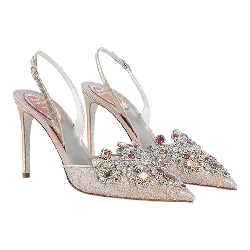 【礼物】RENE CAOVILLA VENEZIANA系列蕾丝水钻女士高跟鞋,女鞋,时装凉鞋,淘宝优惠券,粉丝福利购,淘宝优惠卷