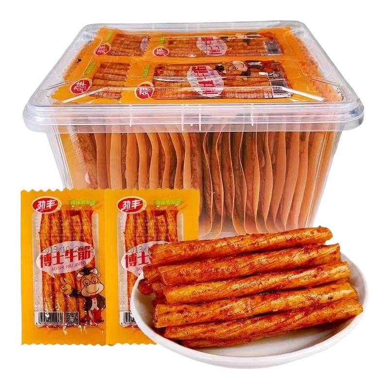 劲丰博士牛筋休闲零食辣条批发价网红童年小包装豆筋辣条香辣过瘾