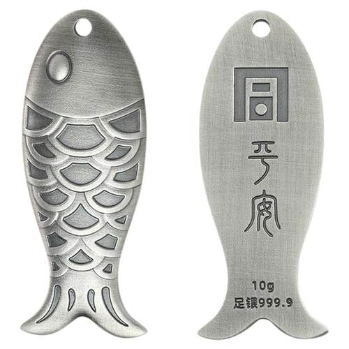 握白足银9999仿唐朝鱼符吊坠实心纯银10g白银做旧手把件新款礼物