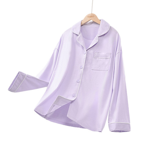 古今100%纯棉男女睡衣翻领开衫长袖长裤可外穿休闲家居服情侣套装