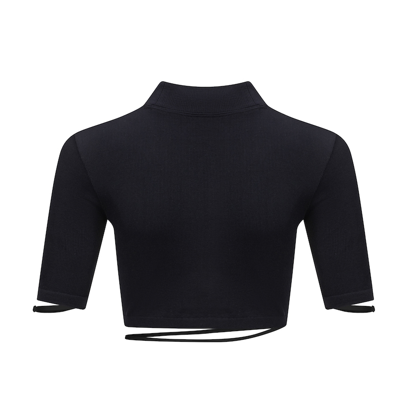 TheBlender绑带罗纹中袖上衣