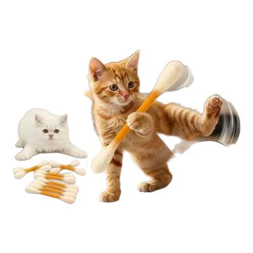 超大棉签猫薄荷玩具猫咪解闷羊毛互动训练神器棉棒磨牙猫咪逗猫棒