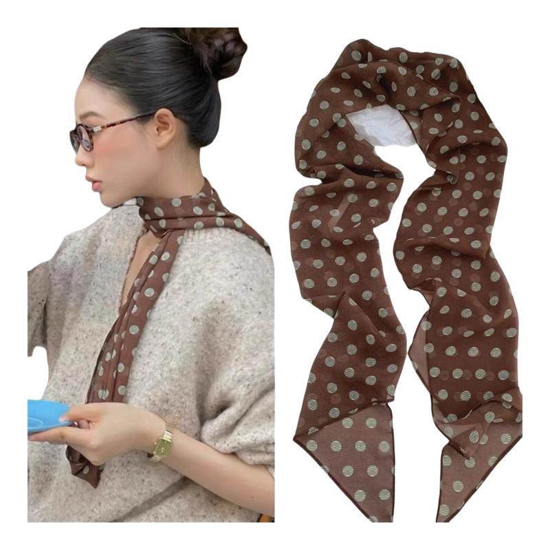 法式棕色波点丝巾女韩版ins高级感时尚百搭配饰系脖绑发长条围巾,服饰配件/皮带/帽子/围巾,围巾/丝巾/披肩,淘宝优惠券,粉丝福利购,淘宝优惠卷