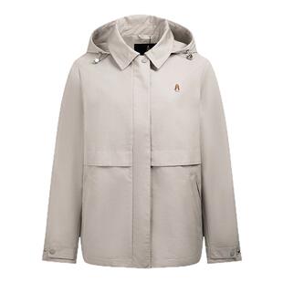 春季 暇步士女装 纯色简约户外通勤宽松休闲夹克外套女 可拆卸帽